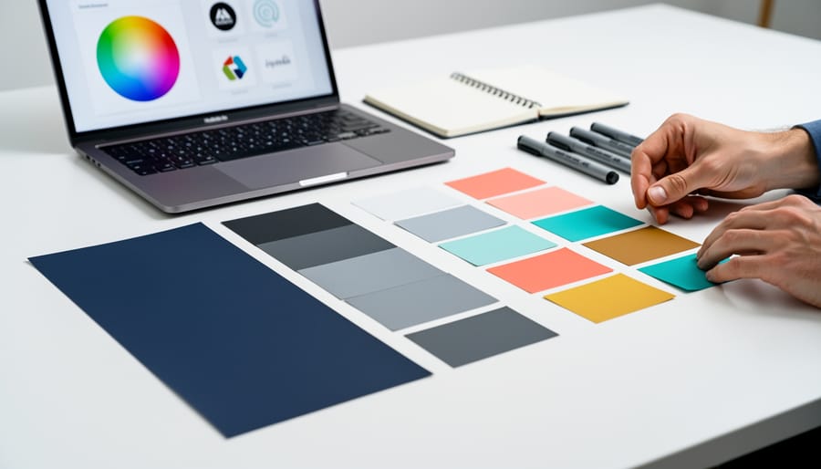 Color palette showing blues, blacks, golds and reds used in gambling website design