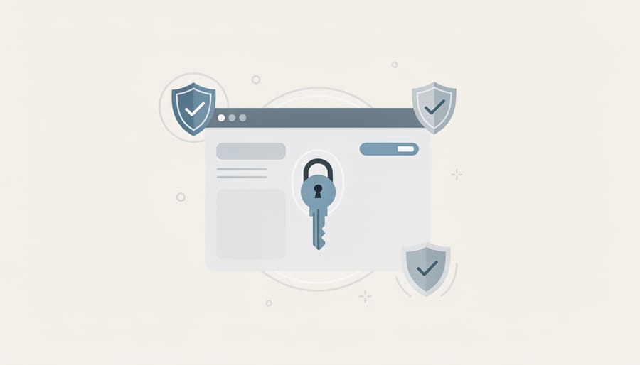 Keys and a lock resting on a computer keyboard symbolizing website security after installation